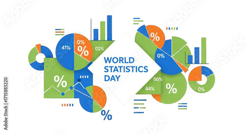 Colorful pie charts and bar graphs symbolizing World Statistics Day