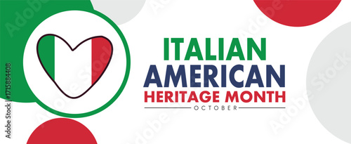 Italian American Heritage Month. Happy holiday celebrate annual in October. Italy and United States flag. Culture month
