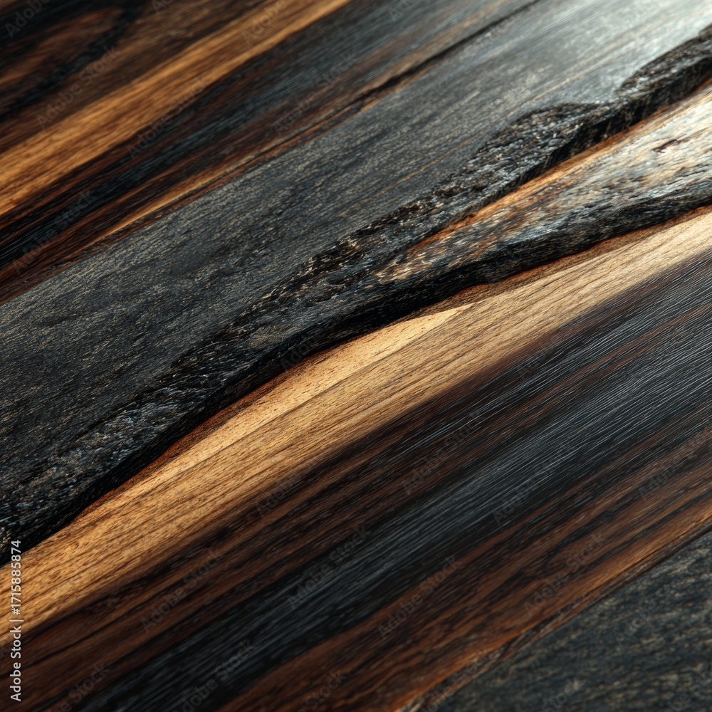 Fototapeta premium Close-Up View of Polished Wood Surface with Rich Textures and Patterns