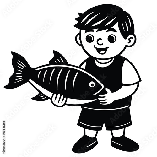 boy with fish