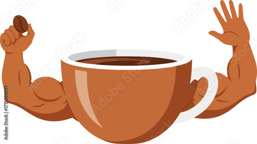 Flat Strong Coffee Cup Vector and Eps