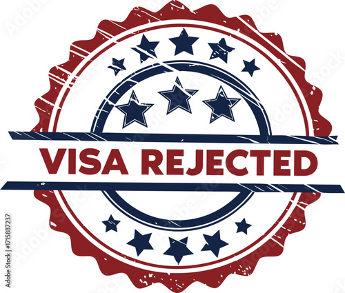 Travel Visa Refusal Seal — Grunge Round Stamp for Immigration Notice