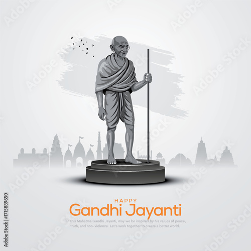 creative vector design for gandhi bapu birthday or jayanti post. 2nd october.