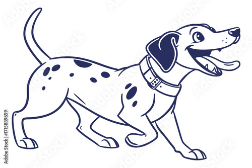 Happy Spotted Dalmatian Puppy With Tongue Out On White Background