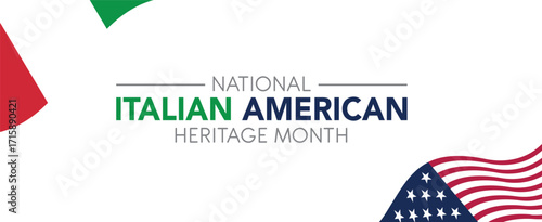 Italian American Heritage Month. Happy holiday celebrate annual in October. Italy and United States flag. Culture month