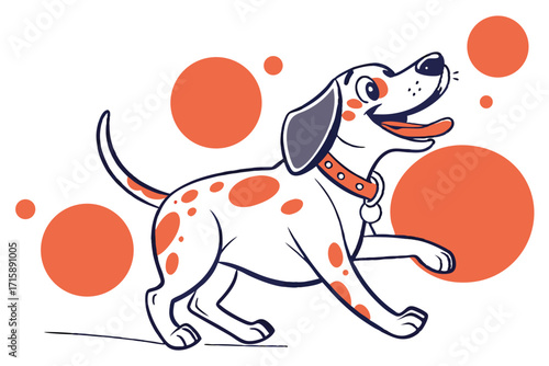 Joyful Cartoon Dog with Orange Spots on White Background