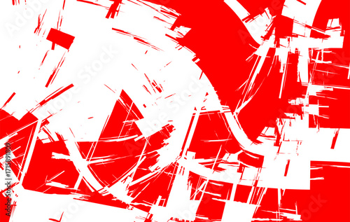 Creative red and white abstract background featuring brush stroke textures, geometric sharp lines, and artistic shapes. Ideal for graphic design, posters, social media templates, and digital artwork.