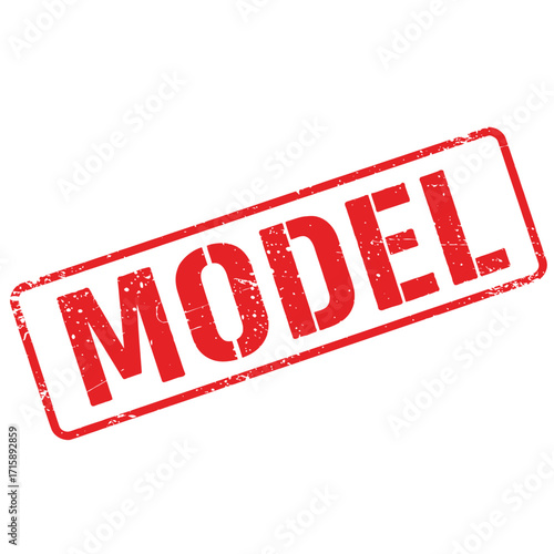 A red rubber stamp displaying the word model in bold capital letters