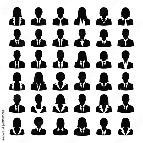 Diverse silhouette icons representing professionals business people and human resources collection silhouette