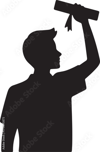 Graduate Silhouette Holding Diploma Symbolizing Academic Achievement and Future Success