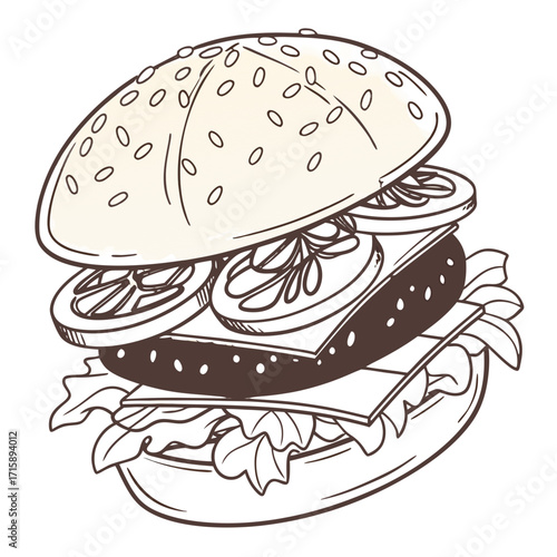 Gourmet Burger Vector Icon (SVG) with Transparent Background