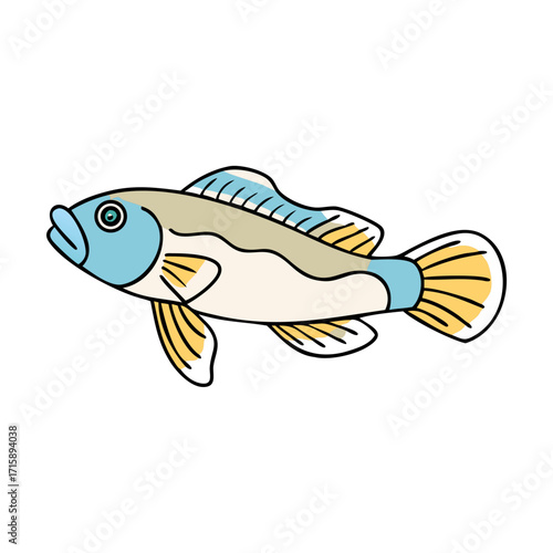Colorful Cartoon Fish Illustration with Exaggerated Features and Playful Style