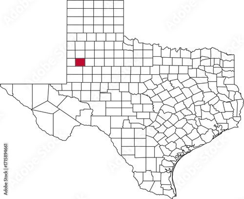 A vector map of Texas highlighting Terry County. Ideal for geographical studies, regional reports, and data visualization projects.

