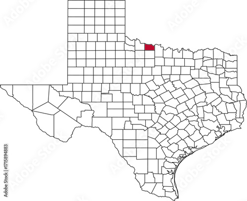 A vector map of Texas highlighting Wichita County. This map is ideal for geographical studies, regional reports, and data visualization projects.