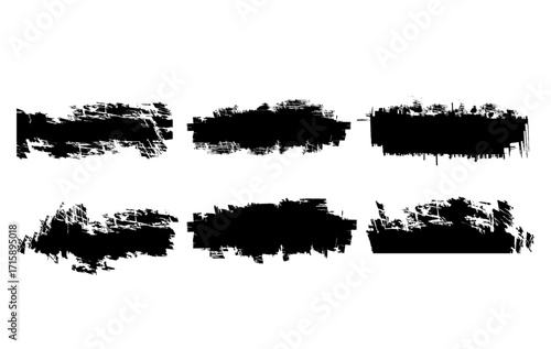 Rough distressed brush stroke elements perfect for backgrounds, overlays, and artistic design projects