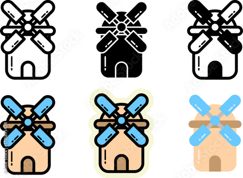 set of windmill icon
