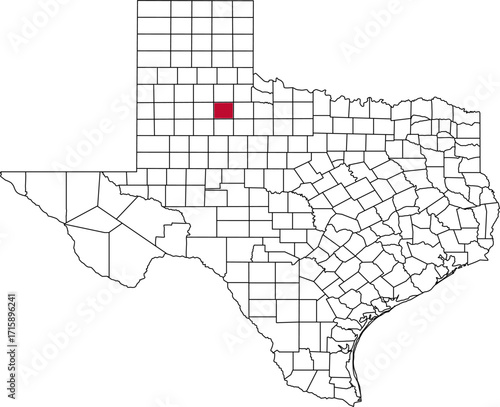 A vector map of Texas highlighting Dickens County. Ideal for geographical studies, regional reports, and data visualization projects.

