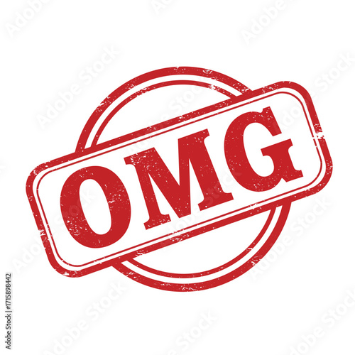 A red circular stamp displaying the acronym omg in bold lettering