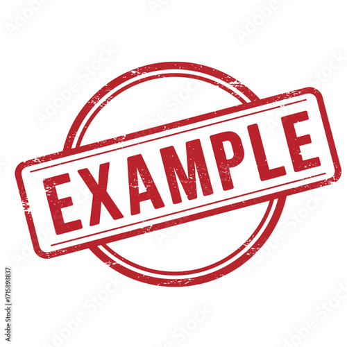 Red stamp with the word example inside a circle and rectangle