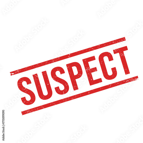 Red rubber stamp displaying the word suspect with double lines
