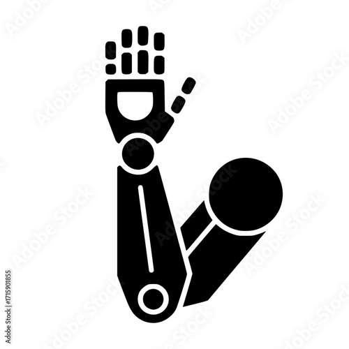 Bionic arm prosthesis icon for disability black vector icon with transparent background 