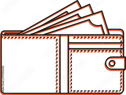 Vector art of wallet with money