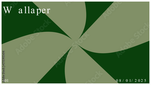 Minimalist Geometric Pinwheel Background,Modern Green and Khaki Vortex Design,Abstract Green Swirl Pattern