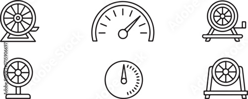 Lottery Machine Icon Set Round Game Wheel Gambling Equipment Chance Device Isolated on Transparent