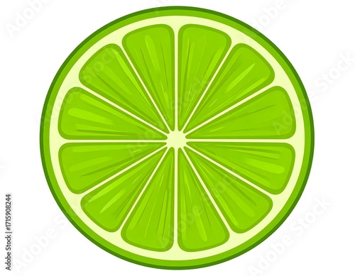 A vibrant, circular graphic of a lime slice, showcasing detailed segments and a bright green color.