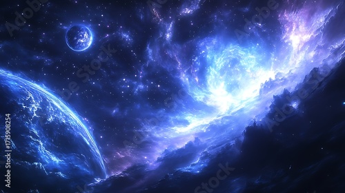 Celestial Symphony A Breathtaking Cosmic Vista, Planets and Nebula, Deep Space Beauty