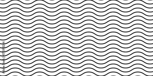 Pattern black and white wavy line illustration, horizontal texture wave simple background.