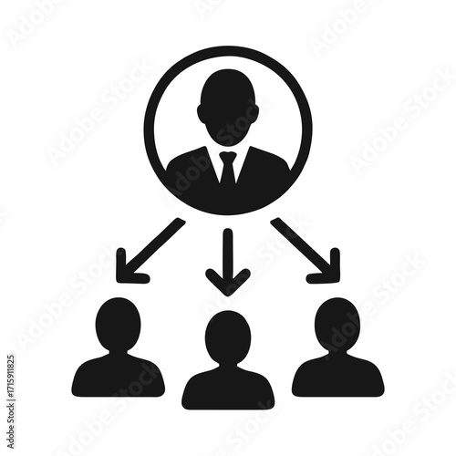 Manager organizing team people icon representing delegation and business hierarchy