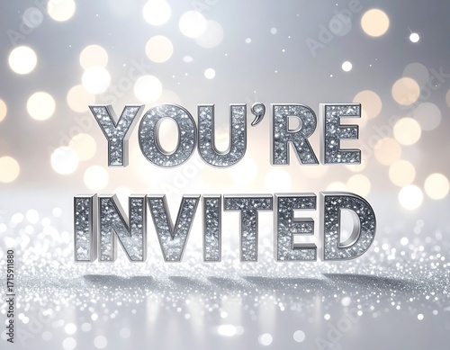 A sophisticated invitation design features the phrase 