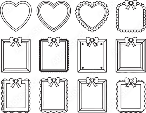 Elegant Decorative Frames Collection Outline Style for Invitations and Photo Albums Decoration