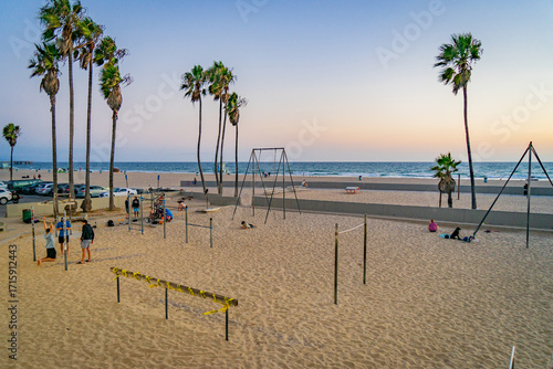 USA, California, Venice Beach, Muscle Beach, Venice skatepark - Sunset and evening on the beach, presenting the most iconic views and places around.