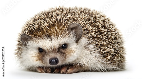 Portrait of a cute hedgehog on white background adorable spiny mammal pet wildlife animal photography studio shot