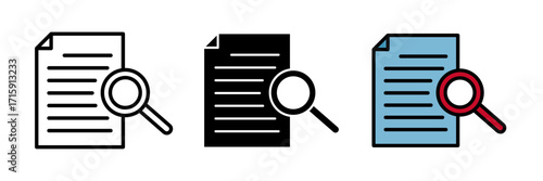 Case studies icon set illustration stroke, filled and colored concept for web design on clean background.