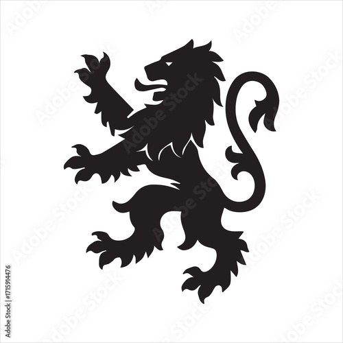 british lion crest silhouette vector art illustration on white background