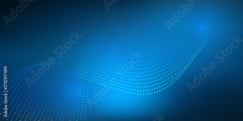 Smooth smoke particle wave, big data techno background with glowing dots, hi-tech concept, blue color