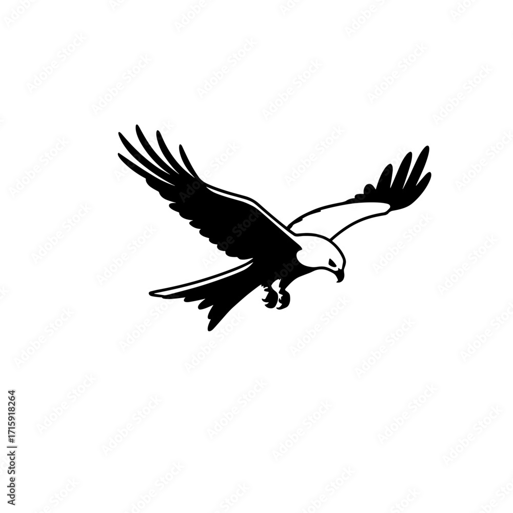 Fototapeta premium Kite. Kite simple black and white line art vector logo