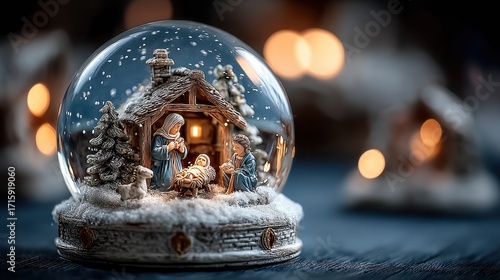 Nativity scene in a glass sphere