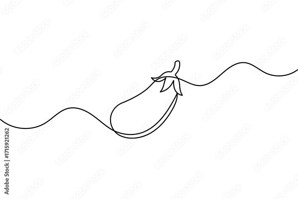 Obraz premium Eggplant vegetable icon in continuous one line drawing minimalist outline simple sketch illustration 