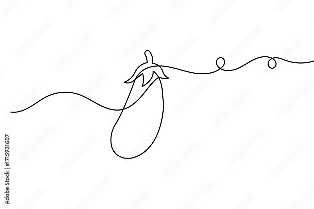 Obraz premium Eggplant vegetable icon in continuous one line drawing minimalist outline simple sketch illustration 