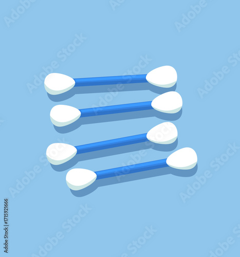 cotton swabs isolated on blue background
