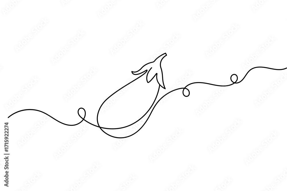 Obraz premium Eggplant continuous one line drawing and minimalist style isolate outline vector illustration design 