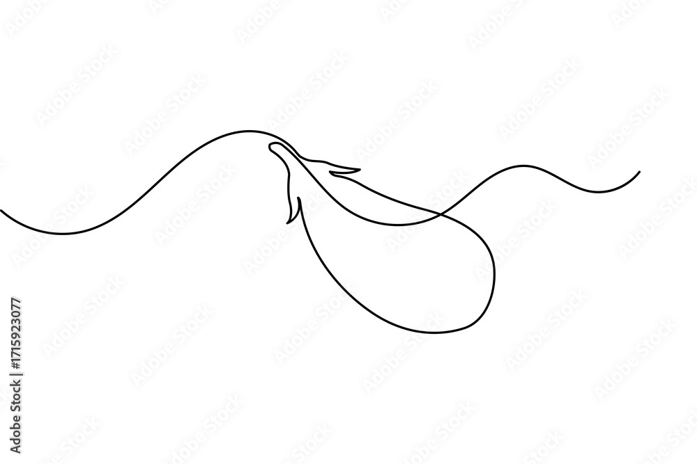 Obraz premium Eggplant continuous one line drawing and minimalist style isolate outline vector illustration design 