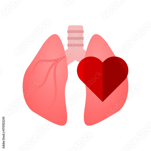 Pink lung and red heart medical icon vector design