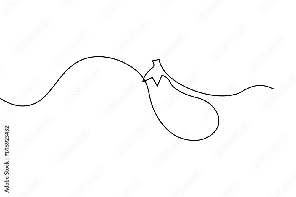 Obraz premium Eggplant continuous one line drawing and minimalist style isolate outline vector illustration design 