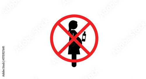 No alcohol consumption icon: red circle with cross over woman holding bottle