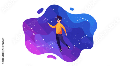 Immersive virtual reality experience in a cosmic abstract space
